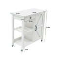 thumbnail image 2 of Kitchen Island with Storage Cabinet Small Rolling Cart Table on Wheels, White, 2 of 11