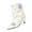 White, variant on Women Ruched Buckle Strap Kitten Heel Ankle Boots Pointed Toe Slouch Cuff Patent Faux Leather Cowboy Booties Mid Heel Fashion Dress Boots for Party Daily Wear