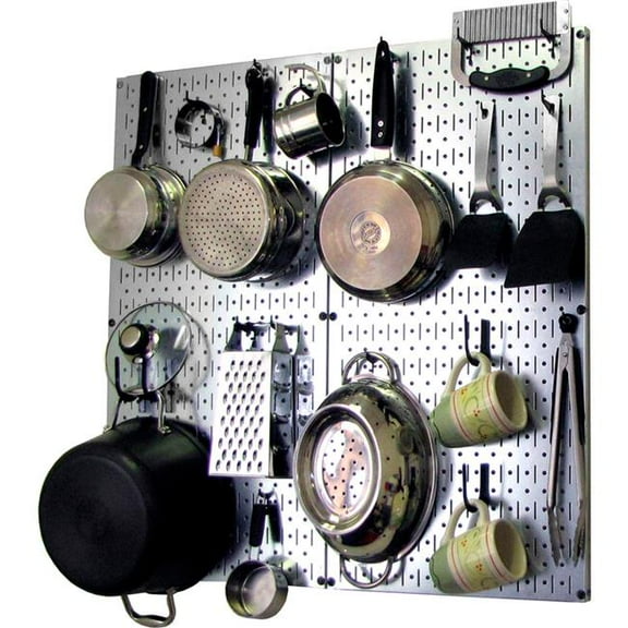 Kitchen Pegboard Pack Storage & Organization Kit, Galvanized Black - 32 x 32 x 6 in.