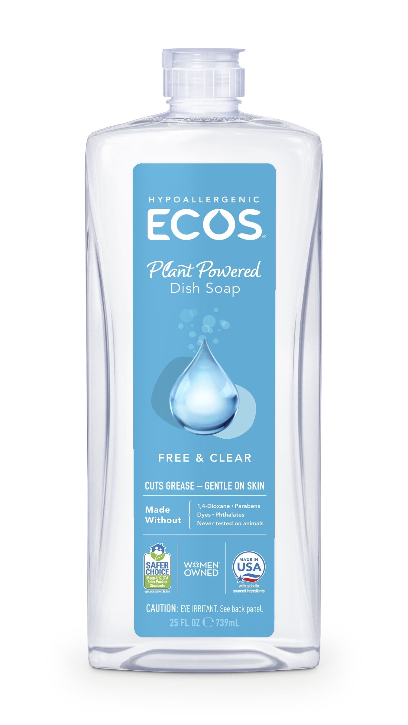 ECOS Hypoallergenic Liquid Dish Soap, Free & Clear, 25 Fluid Ounce
