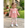 thumbnail image 4 of Cjfdfy Toddler Baby Girl Fall Winter Outfit Cute Floral  Bow Long Sleeve Tops And Pants Two-piece Set Infant Outfit Long Sleeve Ribbed Tops And Stretch Pants, 4 of 9