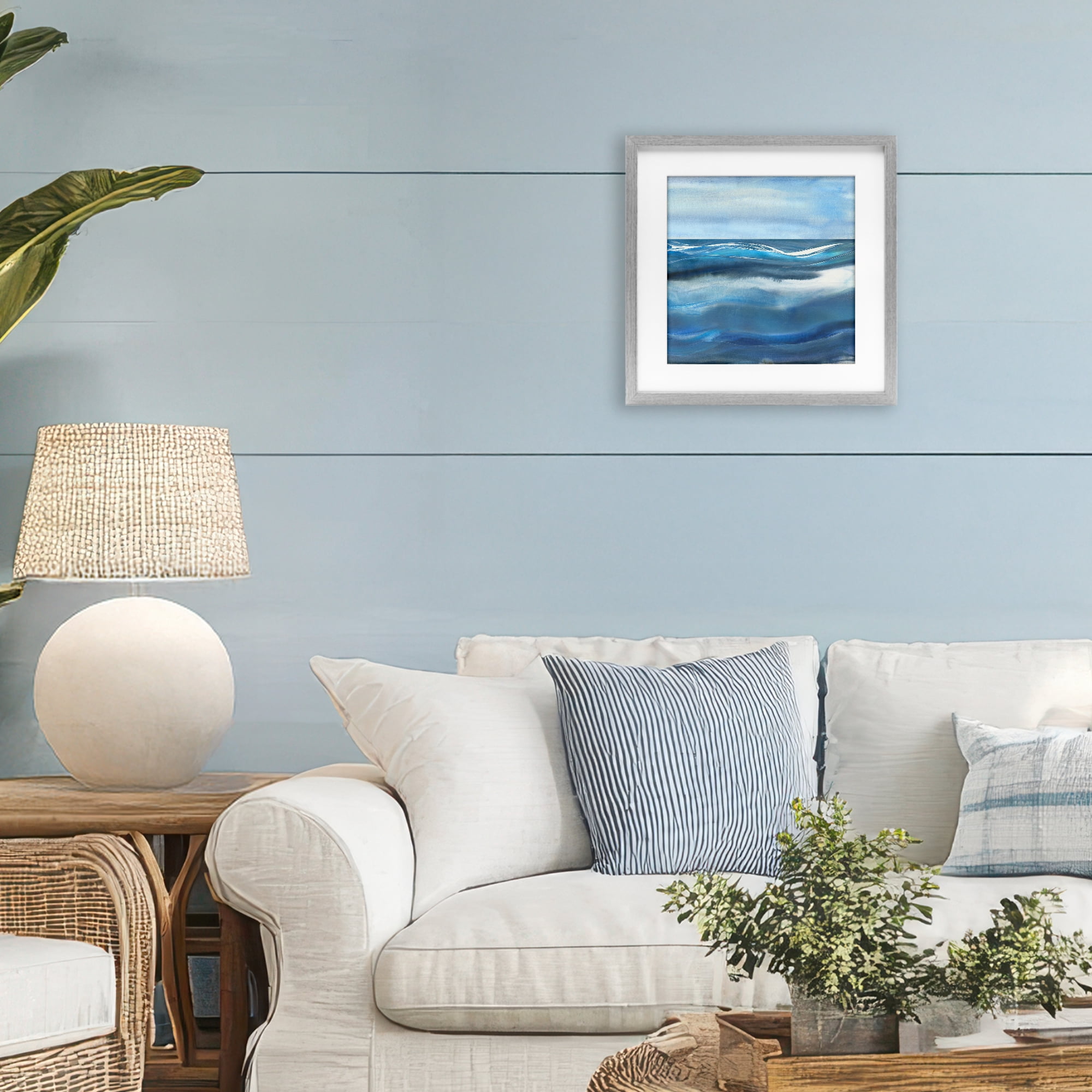 Stupell Industries Calm Expanse of Ocean Waves Gray Framed Print Under Glass, design by Susan Jill