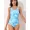 light blue, variant on ATTRACO Womens Sports One-piece Swimsuit Printed Abdominal Slim-fit Swimwear S-XL