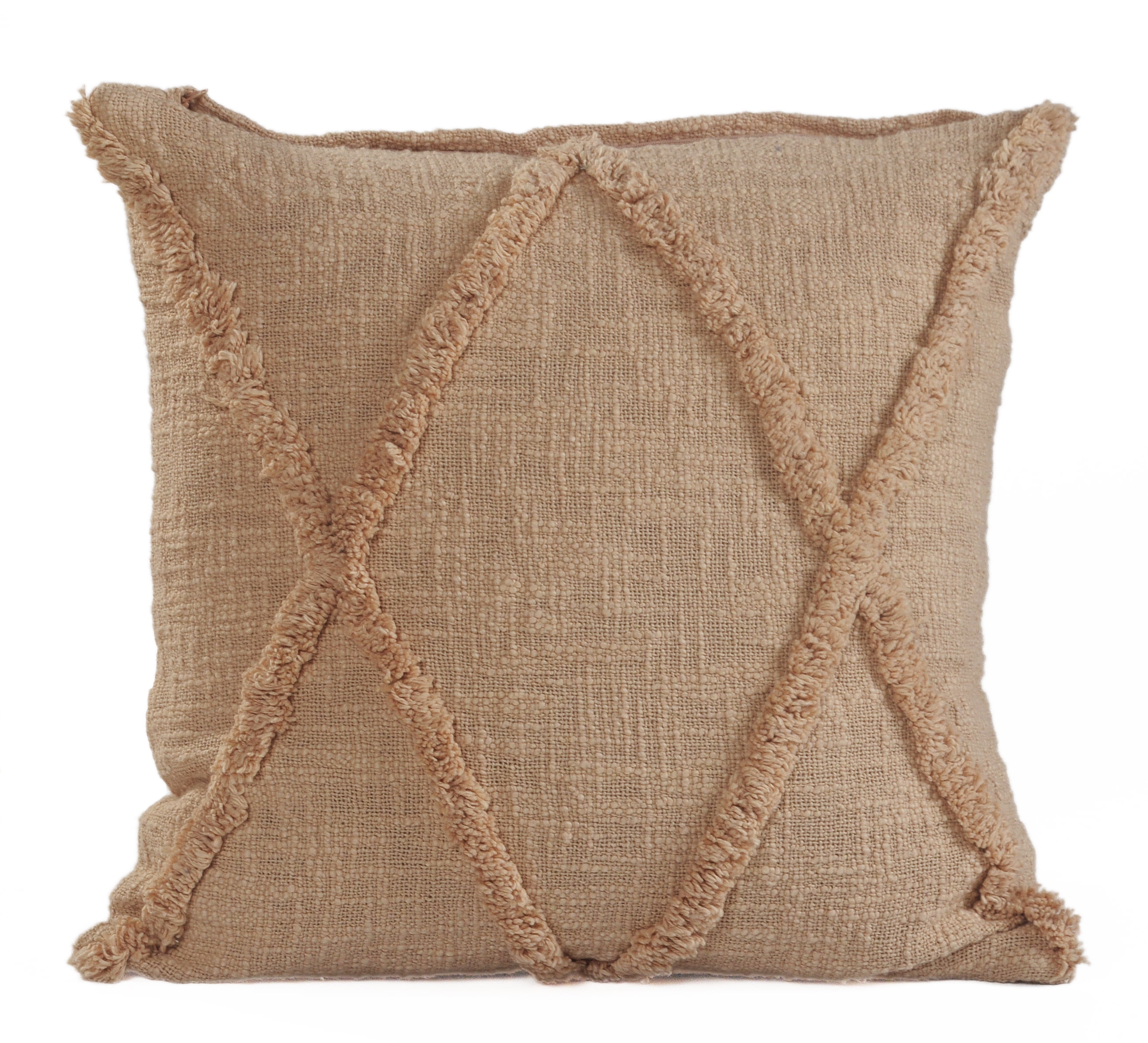 Ox Bay Sara Set of 2 Shag Diamond 18" x 18" Frappe Cotton Adult Decorative Throw Pillow Covers