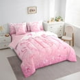 thumbnail image 3 of Manfei Initial B Letter Twin Bedding Sets 7-Piece for Girls, Kawaii Pink Bow-tie Bedding Comforter Set, Cartoon Ribbon Reversible Sheet Sets, Breathable Home Decor, 3 of 7
