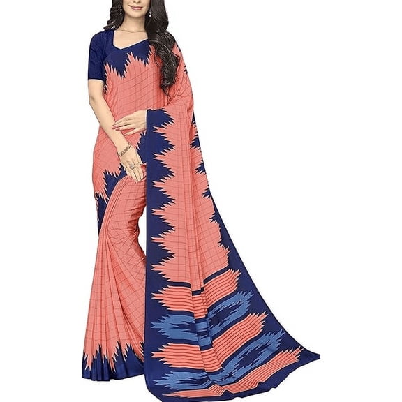 Accessorize Kingdom Women's Multicolor Art Silk Uniform Saree with Blouse Piece