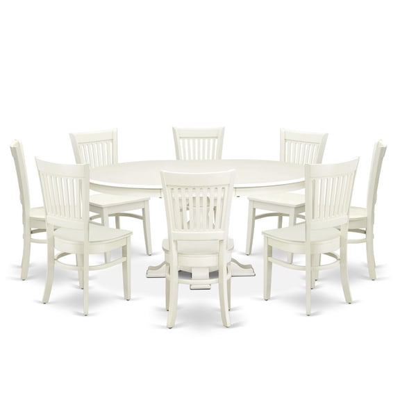Luxe by East West Furniture 9-Piece Kitchen Dining Table Set, Linen White
