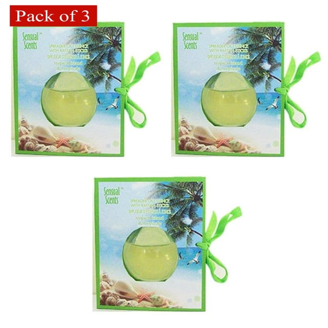 Sensual Scents Diffuseur d'Huile avec Bâtons en Rotin - Tropical Island (45ml) (Lot de 3)