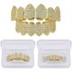 thumbnail image 4 of Parrillas de diamante para sus dientes para hombres y mujeres, chapadas en oro, con macro pavé de circonita cúbica, parrilla bucal con barras de moldeo adicionales incluidas, 4 of 5