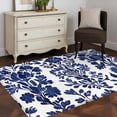 thumbnail image 3 of Abstract Flower Area Rugs 4x6 ft Spring Abstract Dark Blue Floral Vintage Washable Rug Non Slip Indoor Carpet Absorbent Floor Mat for Living Room Bedroom Dining Room, 3 of 9