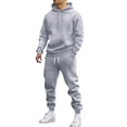 thumbnail image 2 of Mens Jogger Sets Sweatsuit 2 Piece Tracksuit Solid Plain Hoodies and Ankle Cuffed Sweatpants Y2K Casual Athletic Jogging Outfits Light Gray L, 2 of 8