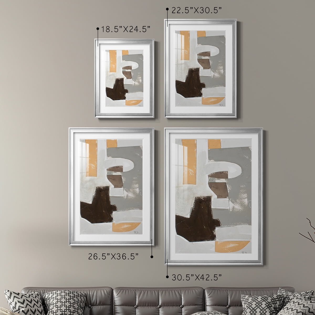 Wexford Home Andalusian Forms III Premium Framed Print, 18.5" x 24.5" - Ready to Hang, Silver (Set of 2)