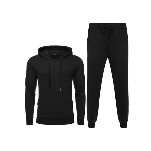 Coshow Men's 2 Piece Hoodie Sportswear Long Sleeve Casual Set Jogger Sports Set