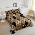 thumbnail image 2 of Safari Animal Print Comforter Giraffe Leopard Bedding Cheetah Zebra Tiger Bedding Sets & Collections 2pcs Black Brown Gold Down Comforter Twin Size, Geometric Patchwork Plaid Quilts Luxury Home Decor, 2 of 6