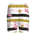 thumbnail image 2 of Haiem Gold Glittering Hearts and Flamingos Men's Pajama Short with Soft Woven Cotton Elastic Waistband Sleep Short-Medium, 2 of 9