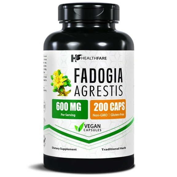 HealthFare Fadogia Agrestis Extract 600mg | 200 Vegan Capsules | Herbal Supplement for Strength, Vitality & Energy | Non-GMO, Gluten-Free | Made in USA