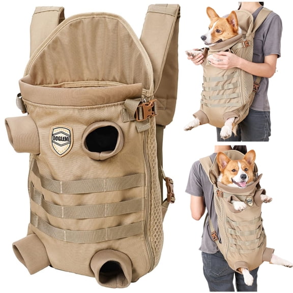 Newborn Brand Dog Front Carrier Backpack for Small Dogs,Breathable Hands-Free Legs Out Pet Travel Bag for Outdoor Camping, 30X21.7X15 inch ,Khaki,m