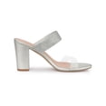 thumbnail image 3 of BLISSFUL STEP Women's Rhiness Heel Block Heels Slide Sandals Silver 9, 3 of 7