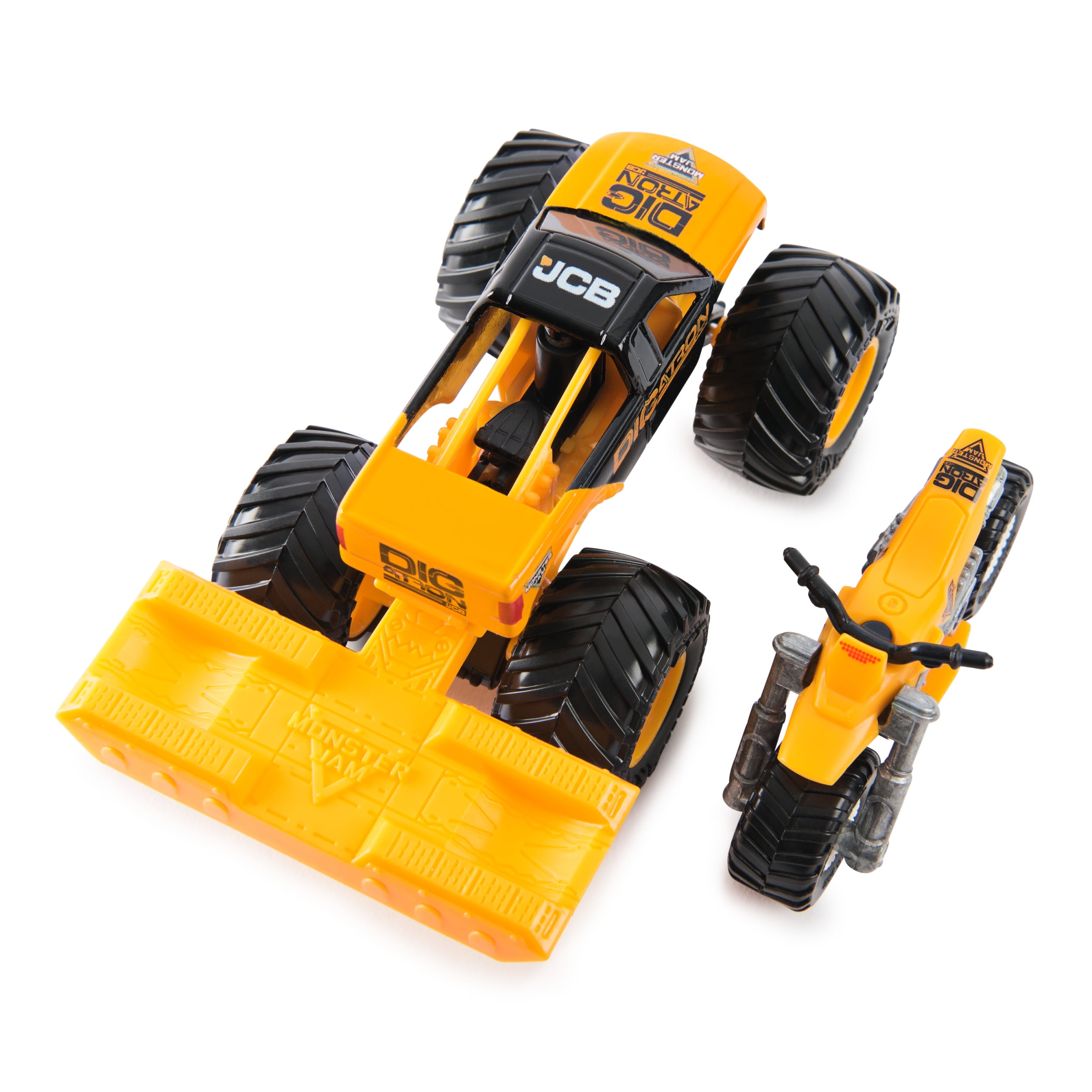 Monster Jam, Monster truck et moto tout-terrain Grave Digger officiels, coffret de 2 véhicules avec accessoire, échelle 1:64, jouets pour garçons et filles, à partir de 3 ans