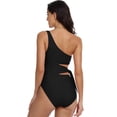thumbnail image 4 of Mycoco Bathing Suit for Women Tummy Control One Piece Swimsuit One Shoulder Swimwear Monokinis Black US 8, 4 of 7
