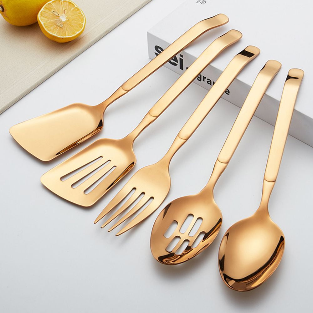 5 Pcs Kitchen Accessories Gold Full Tableware Stainless Steel