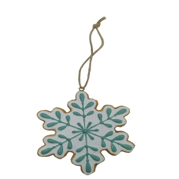 Northlight 4" White and Green Christmas Snowflake Ornament