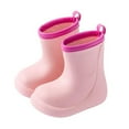 thumbnail image 5 of Hpapadks Rain Boots For Girls Solid Mid Calf Flat Heel Water Shoes With Easy On Handles Spring Summer Fall Outdoor School Play Pink 8 Year-9 Year, 5 of 7