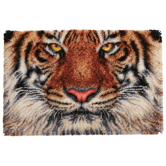 Rug Making Latch Hooking Kit，Tiger Eyes Latch Hook Kit ,Creative Craft Home Decor Ideal for Learning Rug Making