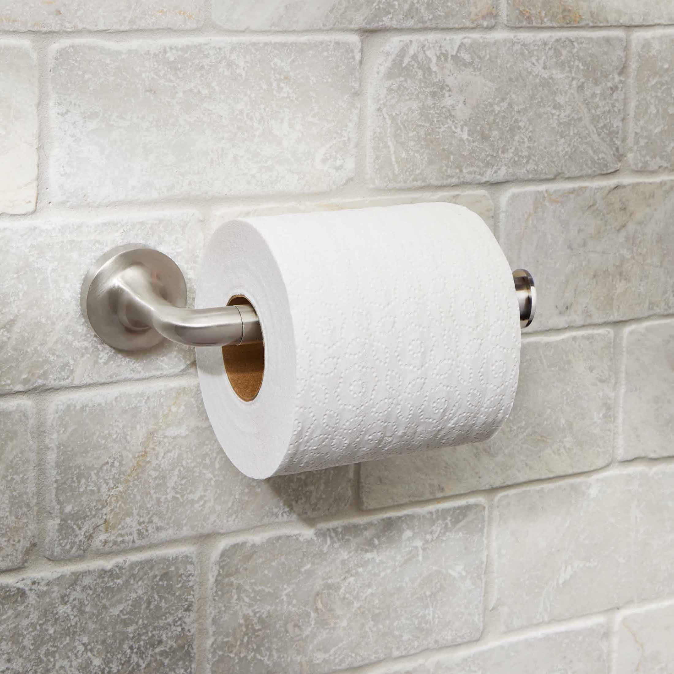 (2 pack) Better Homes & Gardens Clean Modern Style Wall Mount Toilet Paper Holder Satin Nickel Finish