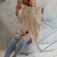thumbnail image 6 of Women's Hooded Asymmetric Zipper Pullover Sweatshirt Fall Winter Oversized Front Open Coat Tops with Pockets for Women Khaki XL, 6 of 6