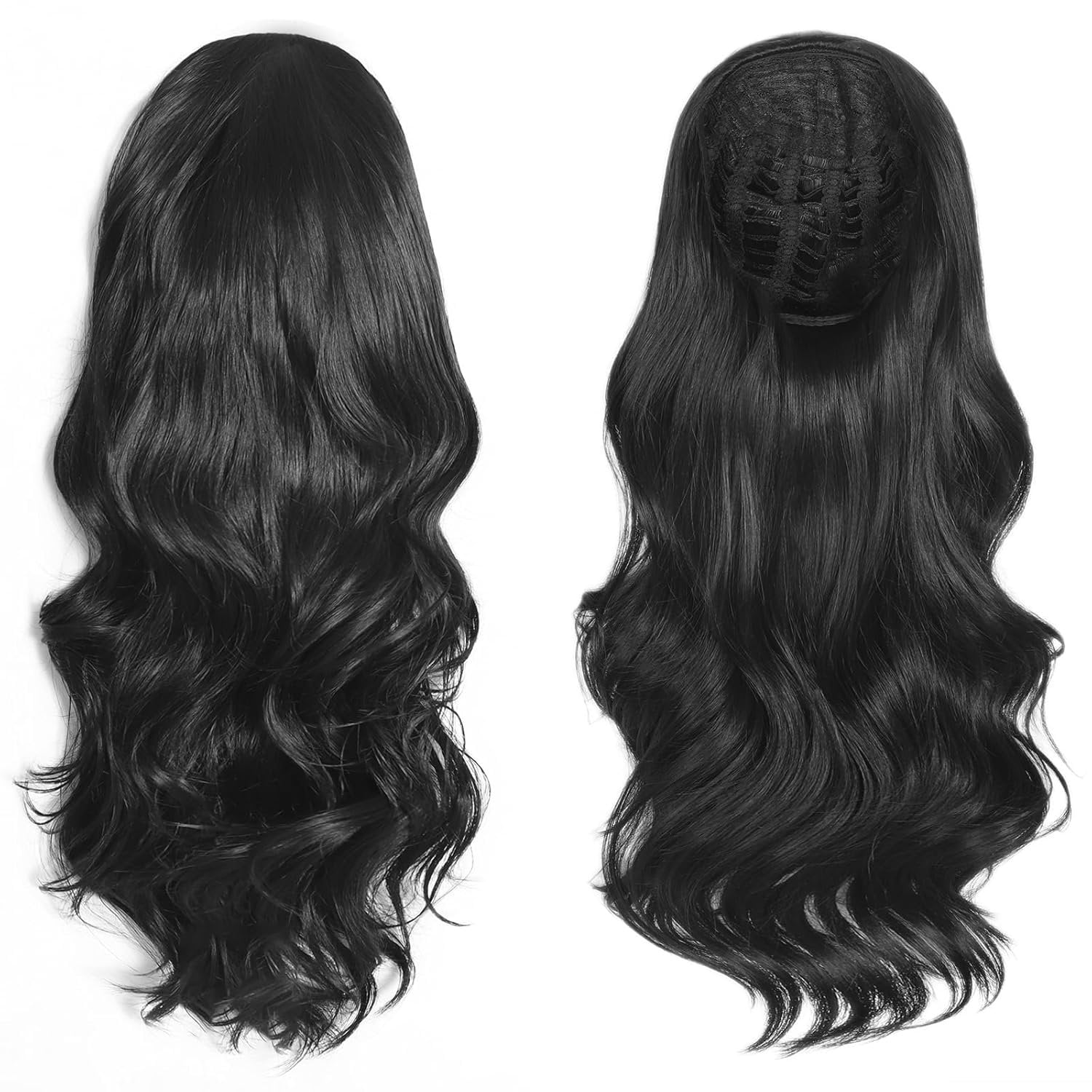 Half Wig 24 Inches Long Wavy Blonde Wig Clip in Half  Synthetic Fibers Wigs Hair Extensions for Women Quick Weave Self Styled in 60 Seconds Half Wigs