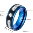 thumbnail image 2 of Black Blue Plated Matte 8mm Titanium Steel Mens Ring Men Wedding Band AAA CZ Man Ring, 2 of 7