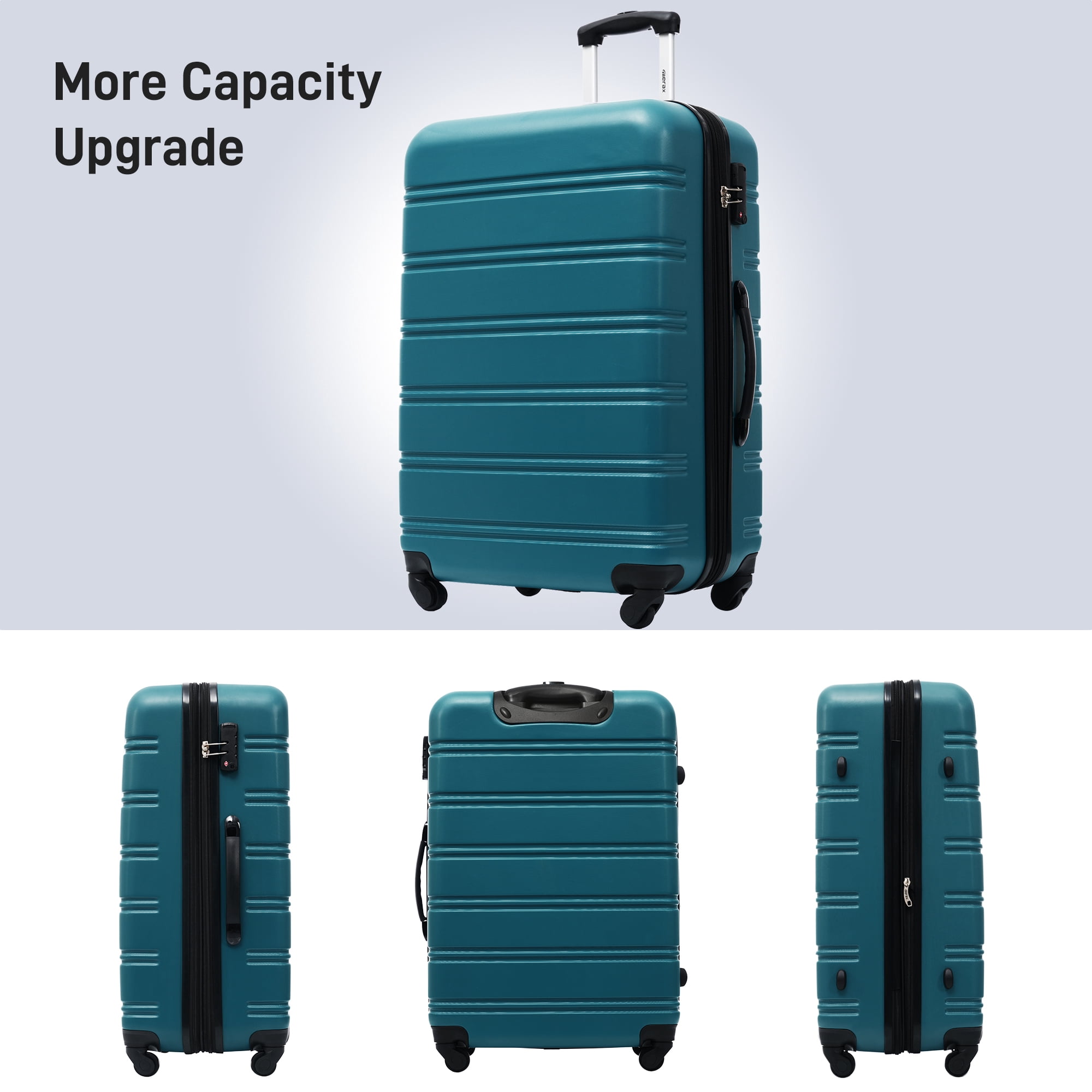 Euroco 3 Piece Luggage Sets with Spinner Wheels, ABS Expandable Hardshell Lightweight Suitcase Set with TSA Lock, Carry On Travel Luggage,Checked Large Suitcase(20"/24"/28"),Antique Blue Green