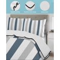 thumbnail image 4 of Blue Gray Striped Full Size Down Alternative Comforter, Lightweight Comforter Quilt Bedding Set with Pillow Shams Farmhouse Stripe Art All Seasons Bed Comforter Duvet Insert 78"x90", 4 of 7