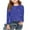 Blue, variant on Mikilon Girls Long Sleeve Shirts Size 3-14 Years Cute Crewnecks Tops/Blouses Solid Color Round Neck Shirts