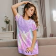 thumbnail image 3 of Easygdp Purple Sparkling Butterfly Camisón de manga corta para mujer, informal, estampado, 3 of 6