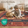 thumbnail image 4 of ODIKA 5'x7' Red Blue Rich and Deep Geometric Washable Area Rug Intricate Southwestern Tribal Pattern Design Non-Slip, Low Pile, Stain Resistant for Guest Room, Lounge, Apartment, 4 of 7