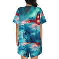 thumbnail image 3 of Lsque Aurora Borealis Village Women's Short-Sleeved Pajama Set - 2 Piece Soft and Lightweight Sleepwear Set-XX-Large, 3 of 9