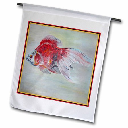 3dRose Ryukin Goldfish- goldfish, ryukin, fantail, fish, aquarium fish, fresh water fish - Garden Flag, 12 by 18-inch
