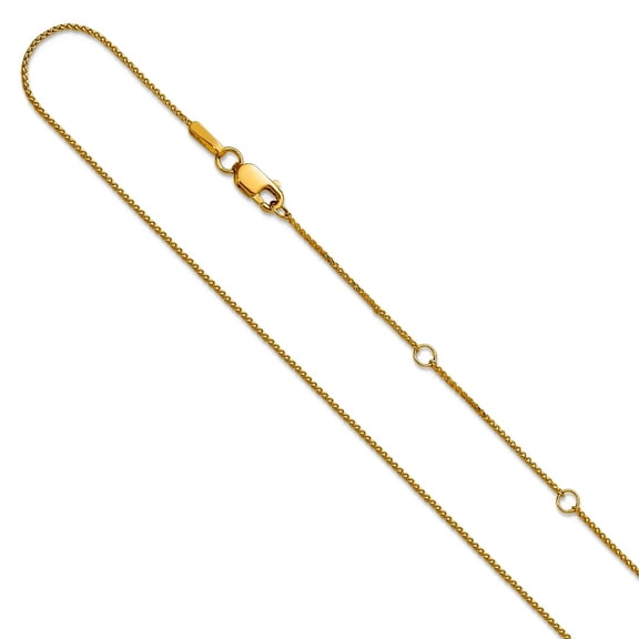 10k Solid Yellow Gold .65mm Sparkle-Cut Spiga 1in 1 Inch Adjustable Chain Necklace 16 Inch Chain Necklace for Women and