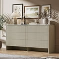 thumbnail image 2 of FURNIWAY Beige Curved 6 Drawer Dresser, Modern Long Dresser for Bedroom, Living Room, or Entryway, Push to Open Storage Chest, Minimalist Scandinavian Style, 2 of 8