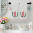 thumbnail image 4 of Serafina Home Easter Bathroom Hand Towels, White 100% Cotton with Embroidered Elegant Pink Bunny Flower Floral Design, 16x25 Inches, Set of 2, Decorative Guest Towels for Bath Kitchen, 4 of 10