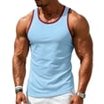 thumbnail image 2 of Clossjun Men's Tank Top Slim Fit Muscle Contrast Sleeveless Shirts Lightweight Breathable Blouses For Gym Workout Sports Light Blue L, 2 of 6