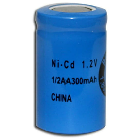 1/2AA Sz Rechargeable Battery 300mAh NiCd 1.2V Flat Top Cell