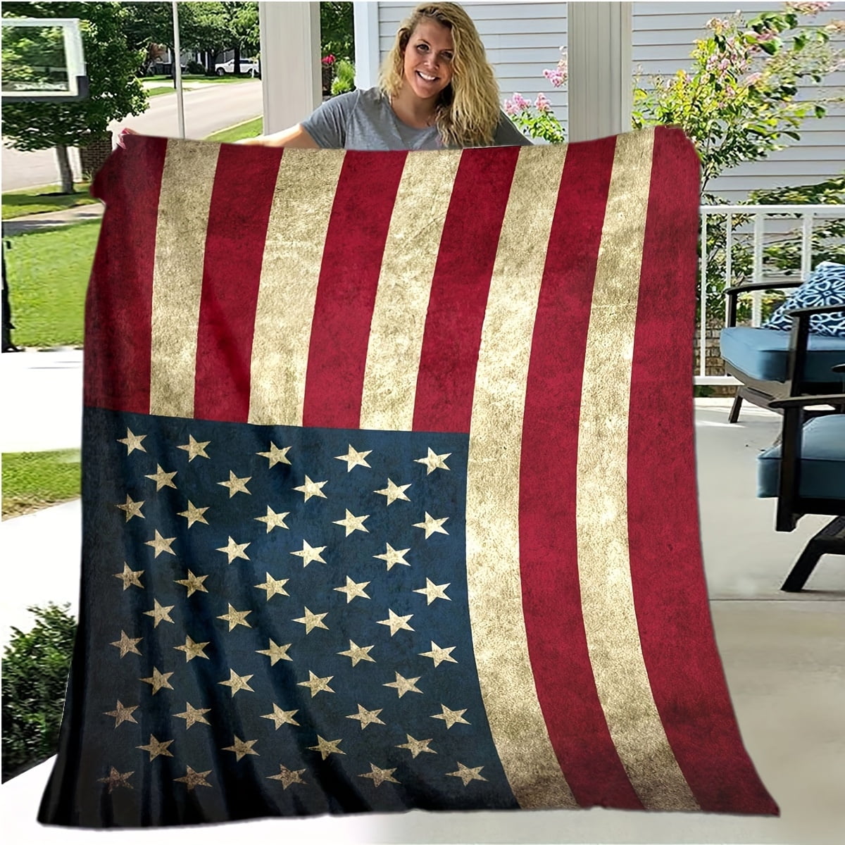 American Flag Gifts Blanket for Men Women, USA Flag Throw Blankets for Adult Kids Boys Girls, Christmas Birthday Independence Day American Decor Gifts for Home Bed Couch