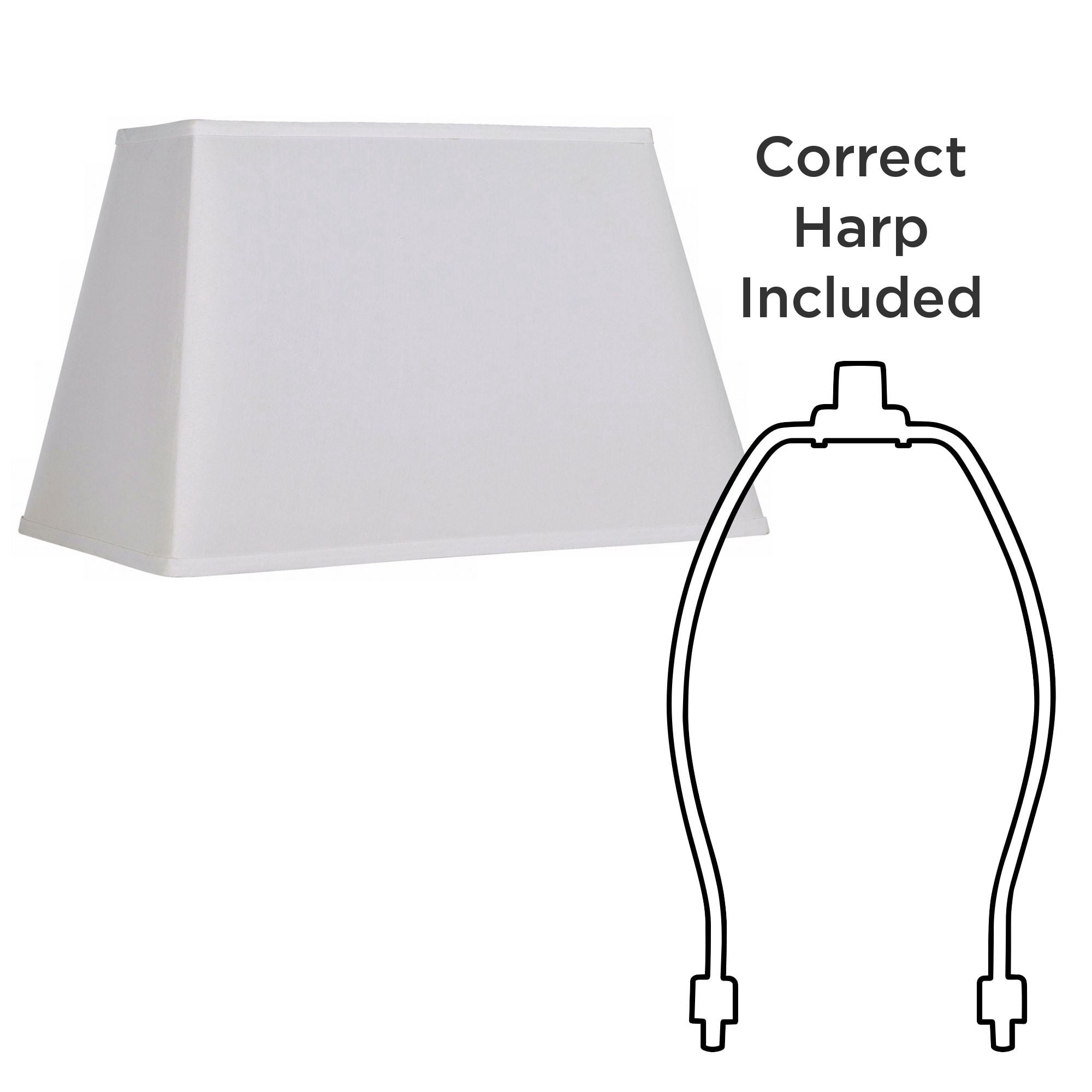 Springcrest Set of 2 Rectangular Lamp Shades White Large 14" Wide x 6" Deep at Top 18" Wide x 12" Deep at Bottom 12" High Spider Harp Finial