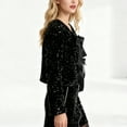 thumbnail image 5 of Taylonsss Womens Sequin Open-Front Crop Cardigan with Long Sleeves and Oversized Bow Back Detail for Party Nights and Special Occasion Wear, 5 of 7