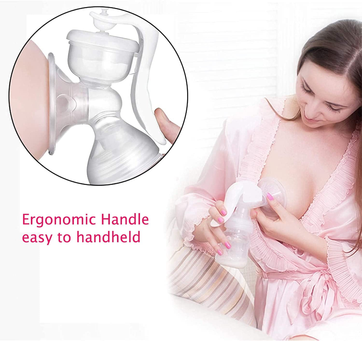 Yadala Manual Breast Pump, Portable Manual Postpartum Breastfeeding for Baby Feeding, White