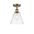 thumbnail image 2 of Innovations Lighting  Berkshire Glass - 1 Light 8" Semi-Flush Mount Clear/Brushed Brass, 2 of 5