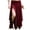 Wine, variant on Levmjia Women Maxi Skirt High Waisted Solid Color Flowy Split Hem Bohemian A Line Midi Skirt Irregular Large Swing Casual Outfit Beach Vacation